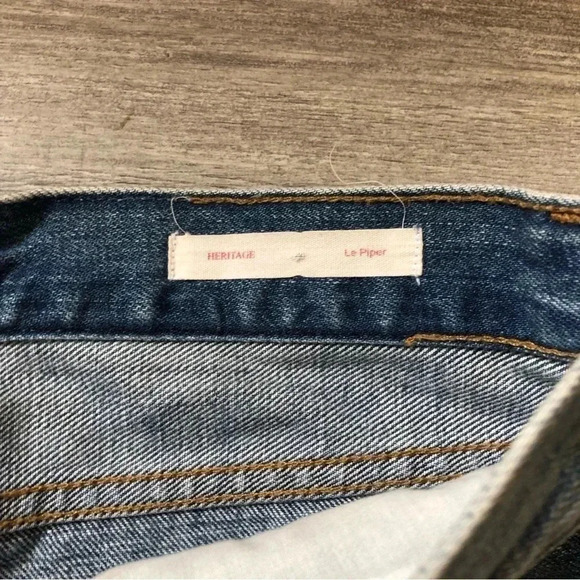 FRAME Women’s Jeans 24 Heritage Le Piper Straight Crop‎ Raw Hem Distressed Boho - Picture 5 of 9